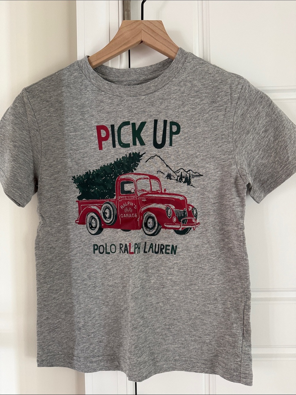 Polo by Ralph Lauren Gray Tee with Red Truck Graphic